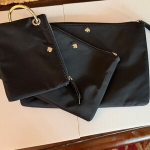 Kate Spade Black Triple Pouch Set